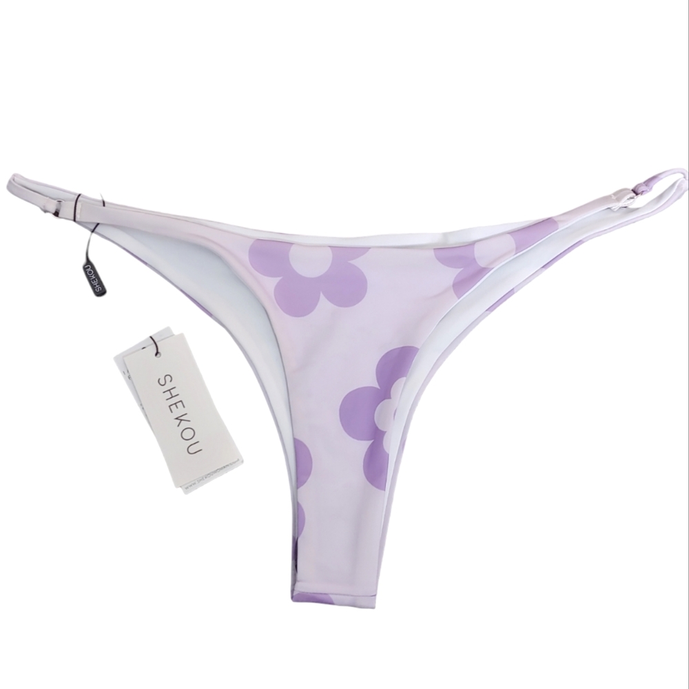 Shekou Light Purple Floral Cheeky Swim Bikini Bottom Size Large New With Tags